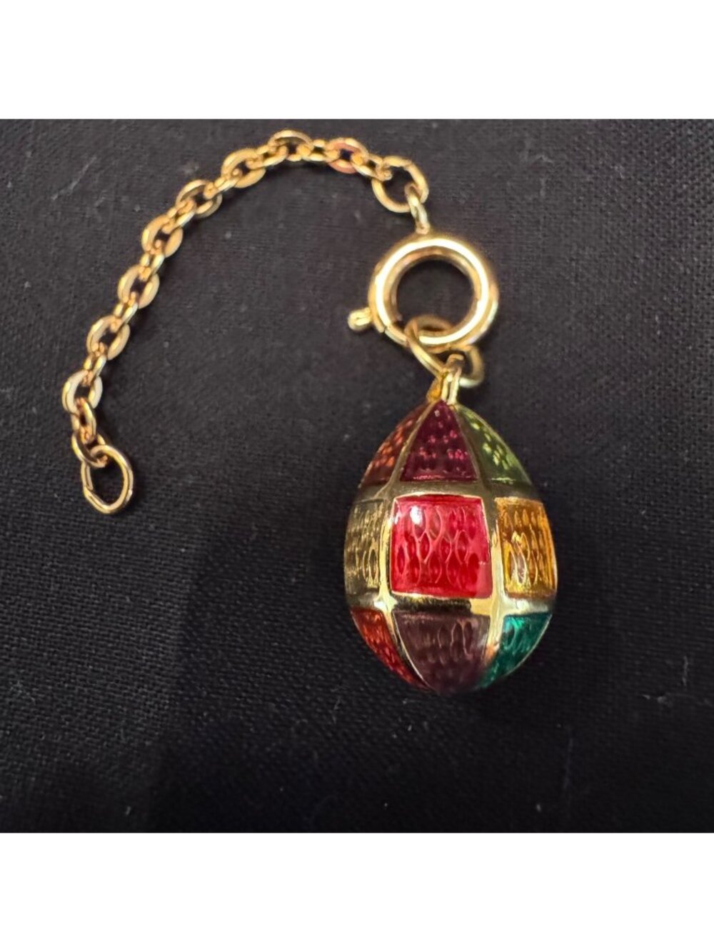 Joan Rivers Egg Shaped Multi-color Enamel Charm With Extender Gold Plated 3"